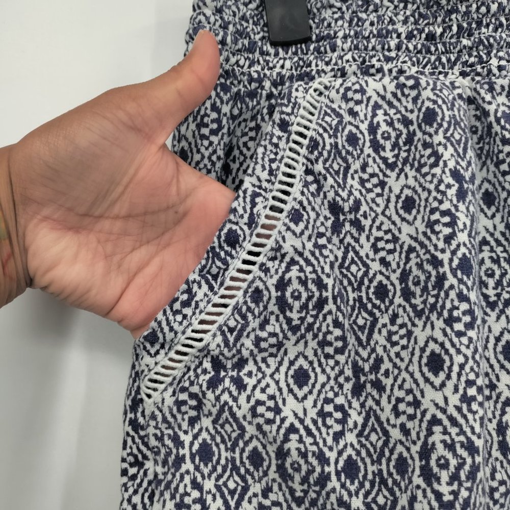 BRIGGS Ikat Boho Shorts Elastic Waist Drawstring Linen Large - Picture 3 of 10